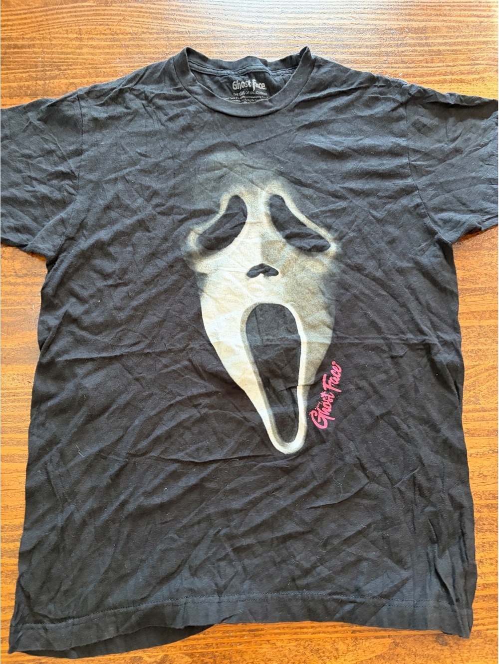 Ghost Face Icon of Halloween Black Graphic T-Shirt Size M